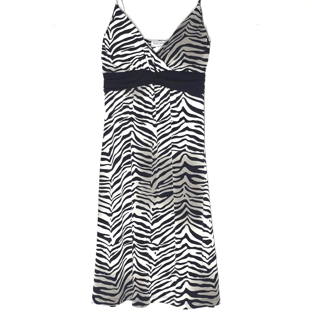 Y2K Body Central Zebra Stripe Babydoll Mini Dress Spaghetti‎ Strap Womens M